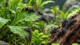 Black Brush Algae: How to Identify, Remove & Prevent It Black brush algae forming dark, fuzzy tufts on freshwater aquarium plant leaves and driftwood