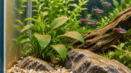 Brown Algae in a Fish Tank: Causes, Removal & Prevention Brown algae forming a dusty coating on freshwater aquarium glass, plant leaves and rocks